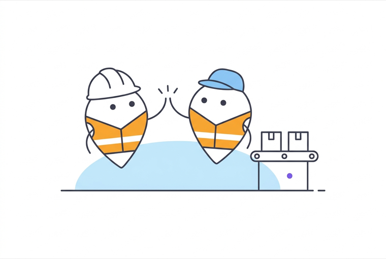 Workers high-fiving illustration